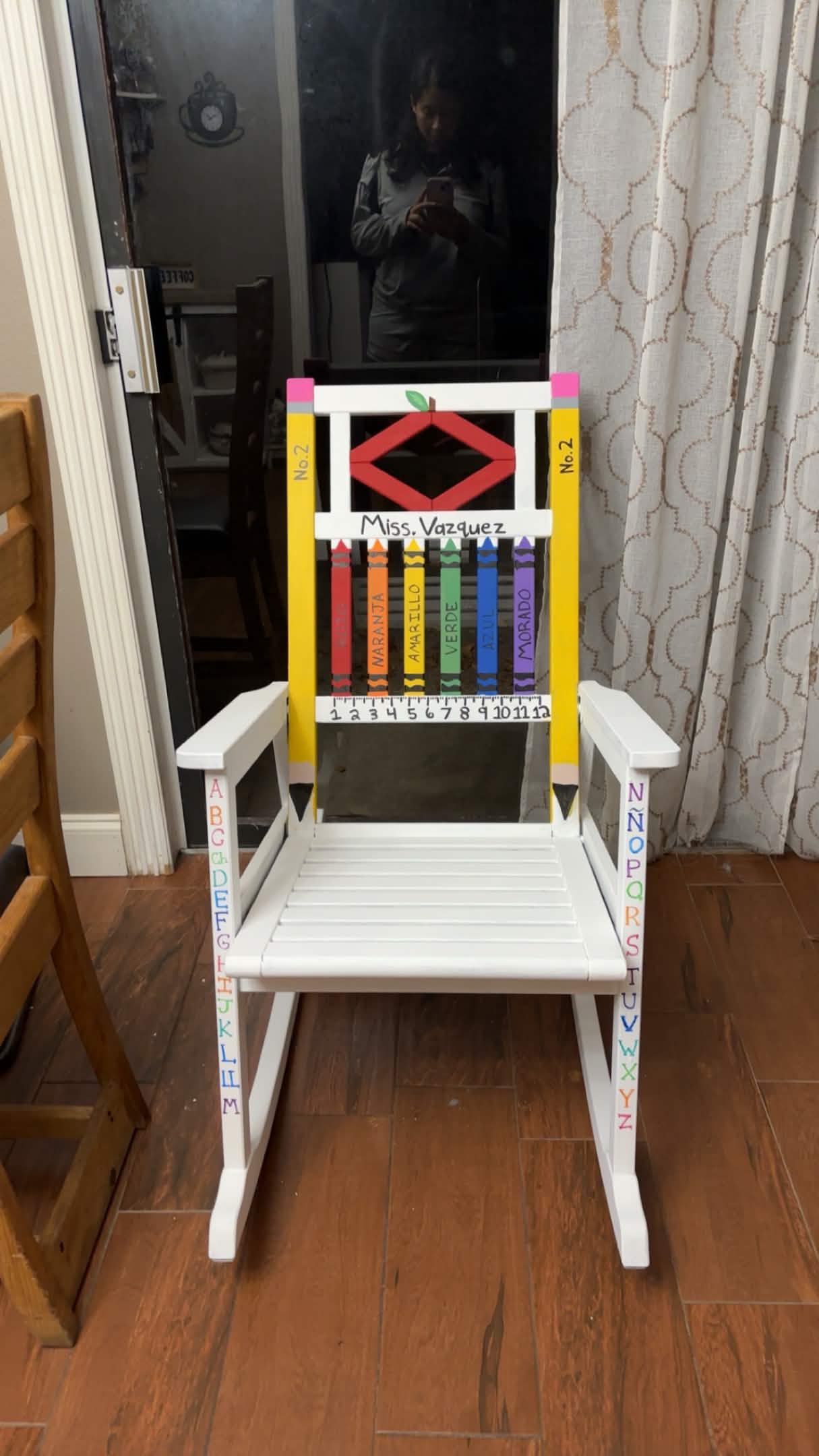Custom Painted Teacher Rocking Chair